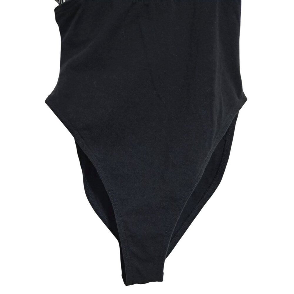 Vintage 80s Marika Dark Balletcore Black White Retro Bodysuit Leotard Size L - Picture 6 of 7